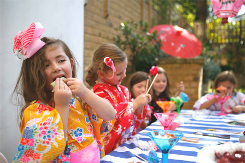 children's birthday kimono party sushi