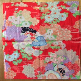 Vintage kimono fabric Red tsuzumi daiko – 1